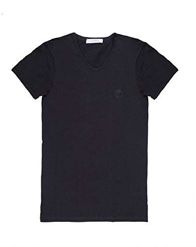 versace collection men's black cotton v-neck|Versace men's shirts sale.